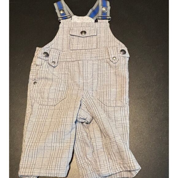 Koala Baby Blue Gray Striped Overalls 0–3M Boys Cotton Lined Outfit - Picture 1 of 3